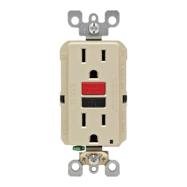 Leviton Leviton SmartlockPro 15 amps 125 V Duplex Ivory GFCI Outlet 5-15R 1 pk GFNT1-0RI - main